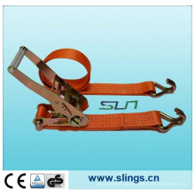 Alloy Buckle with Double J Hook Ratchet Strap